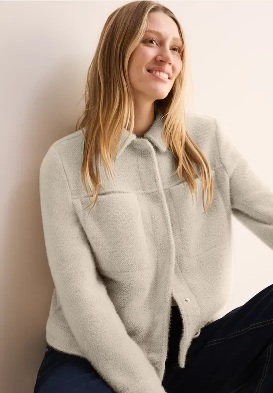 Cecil Damen Kuschelige Jacke in Beige, Gr: XXL