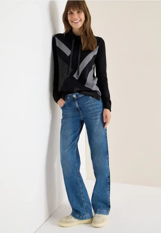 Cecil Damen Sweatshirt mit Glitzer in Schwarz, Gr: S