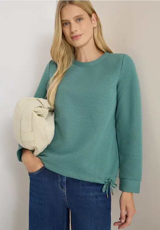 Thumbnail - Cecil Damen Sweatshirt mit Struktur in Grün, Gr: XS
