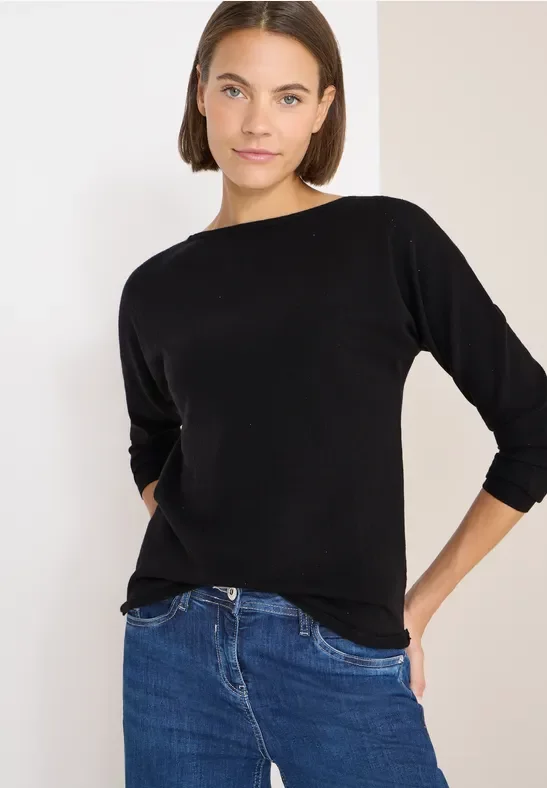 Cecil Damen Pullover mit Glitzereffekt in Schwarz, Gr: XXL