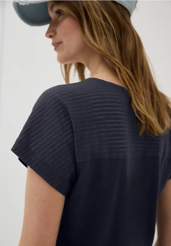 Thumbnail - Cecil Damen Shirt mit Burn-Out-Details in Blau, Gr: S