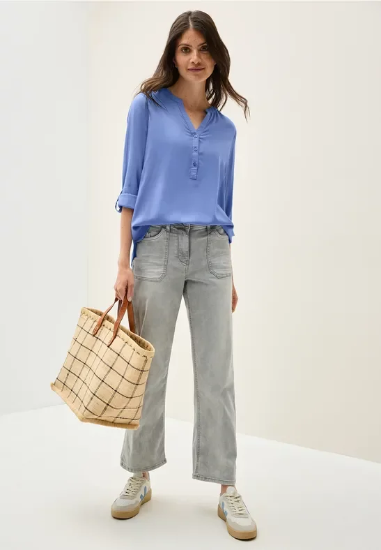 Thumbnail - Cecil Damen Bluse in Unifarbe in Blau, Gr: M