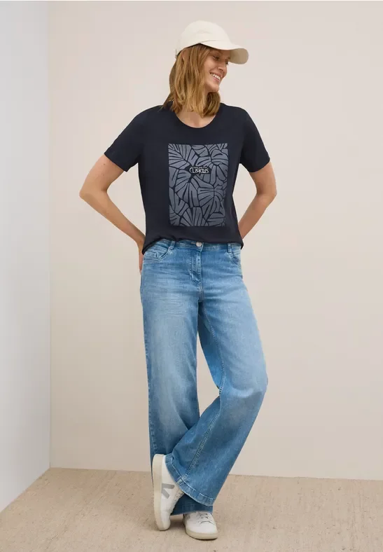 Cecil Damen Shirt mit Print in Blau, Gr: L