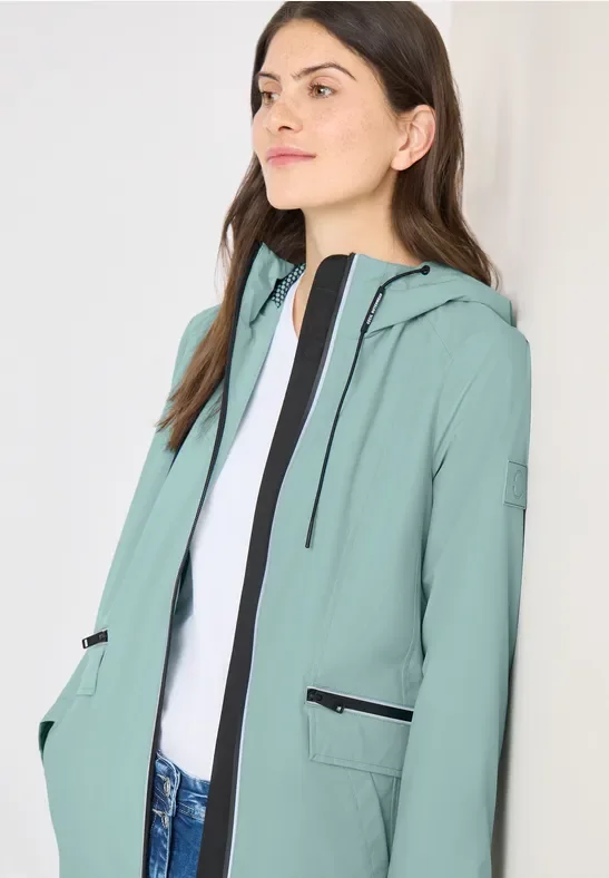 Thumbnail - Cecil Damen Mantel mit Kapuze und 2-Wege-Zipper in Grün, Gr: XL