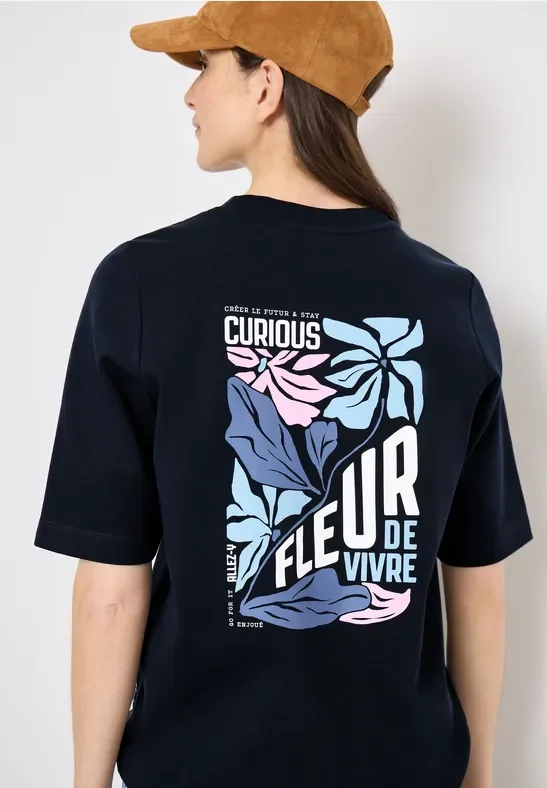 Cecil Damen Sweatshirt mit Backprint in Blau, Gr: L