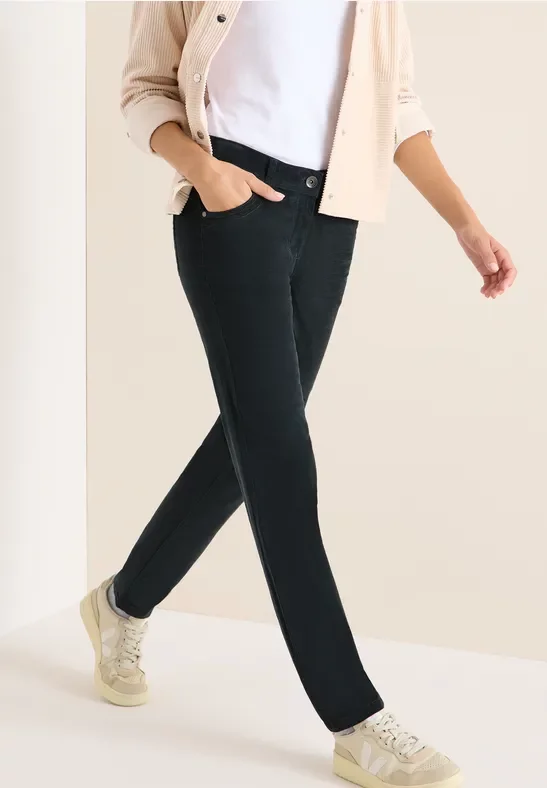 Thumbnail - Cecil Damen Slim Fit Cordhose in Grün, Gr: 28
