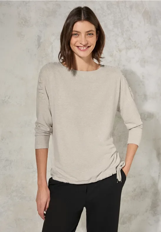 Cecil Damen Shirt mit Raffung in Beige, Gr: XL