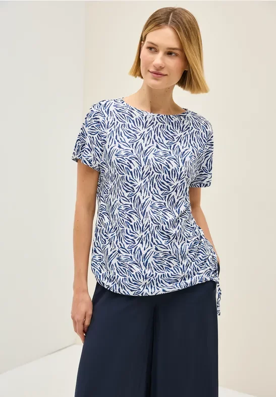 Thumbnail - Cecil Damen T-Shirt mit Tunnelzug in Weiß, Gr: XS