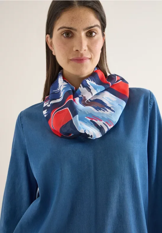 Cecil Damen Print Loop Schal in Blau, Gr: One size