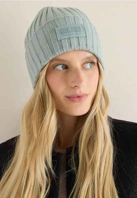 Cecil Damen Strickmütze in Unifarbe in Grün, Gr: One size