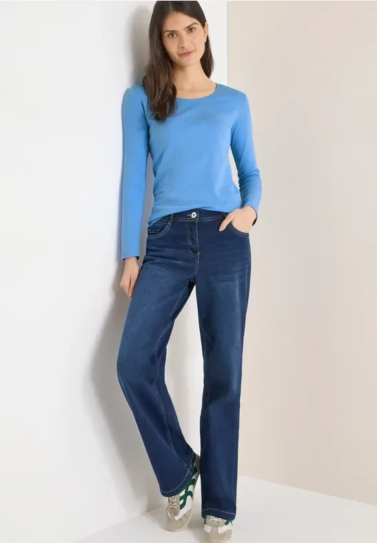 Cecil Damen Basic Langarmshirt in Blau, Gr: XXL