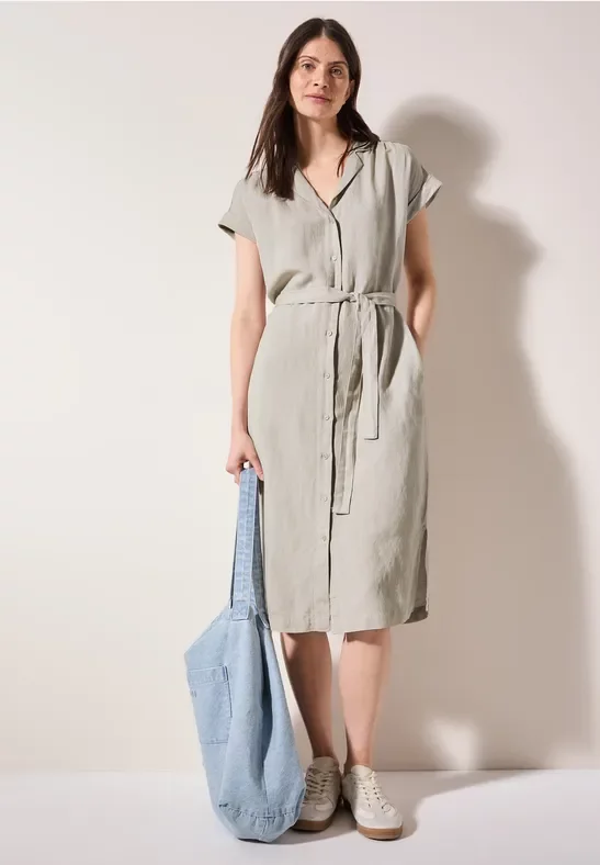 Thumbnail - Cecil Damen Leinenmix-Blusenkleid in Beige, Gr: L