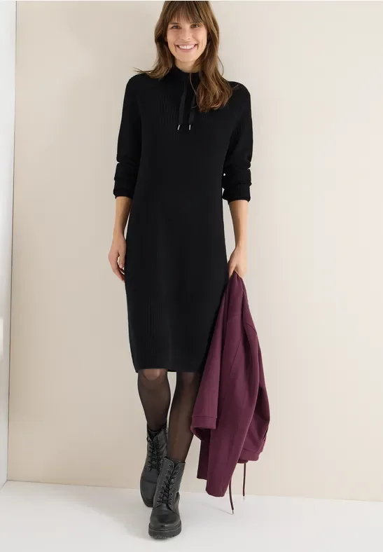 Cecil Damen Cosy Rippstruktur Kleid in Schwarz, Gr: L