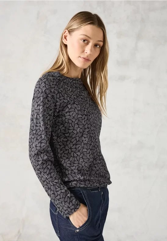 Thumbnail - Cecil Damen Shirt mit U-Boot-Ausschnitt in Grau, Gr: XXL