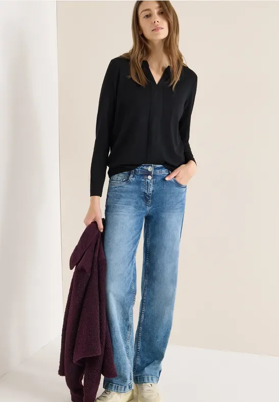 Cecil Damen Shirt im Tunika-Look in Schwarz, Gr: XL