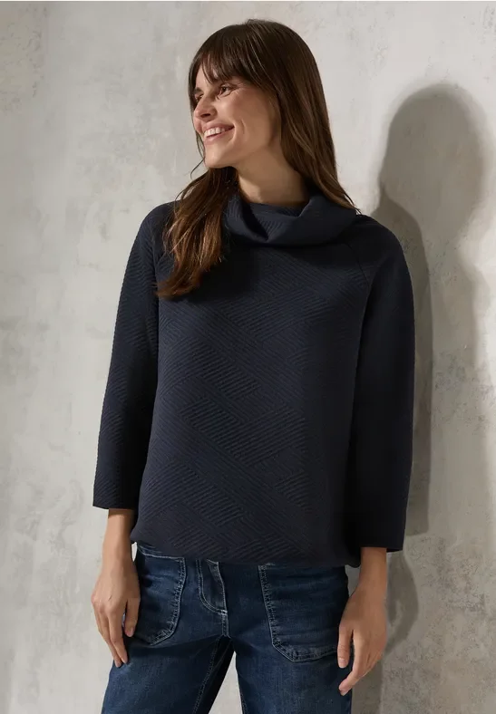 Thumbnail - Cecil Damen Shirt mit Schalkragen in Blau, Gr: XXL