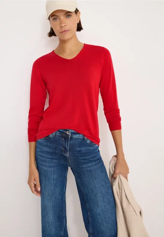 Thumbnail - Cecil Damen Basic Pullover in Rot, Gr: 3XL