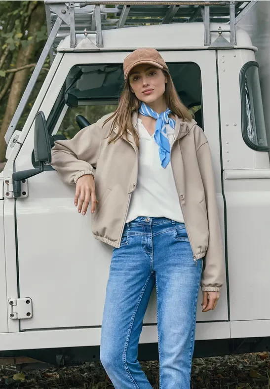 Cecil Damen Moderner Blouson in Beige, Gr: M