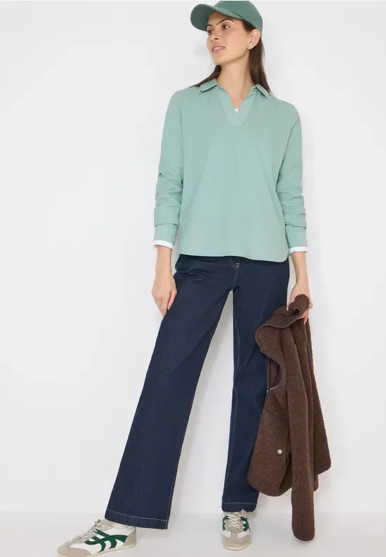 Cecil Damen Bluse mit Turn-Up in Grün, Gr: M