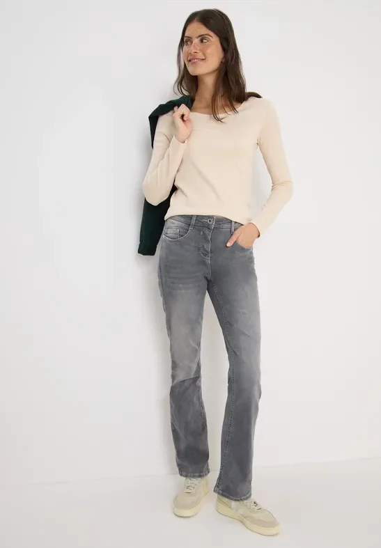 Cecil Damen Basic Langarmshirt in Beige, Gr: XXL