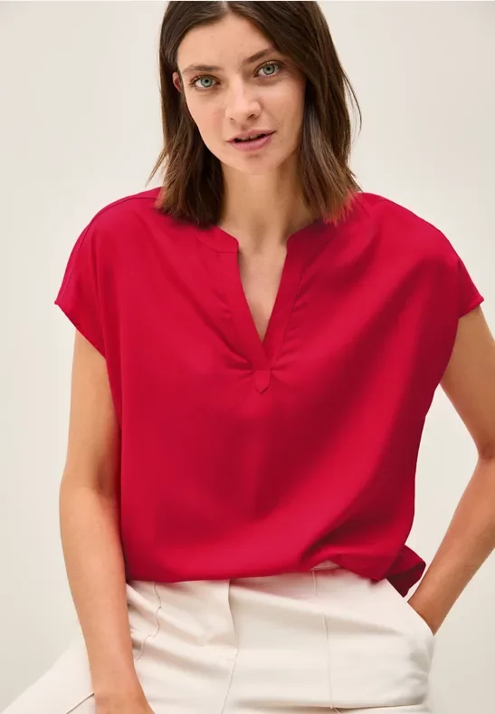 Thumbnail - Cecil Damen Blusenshirt in Unifarbe in Rot, Gr: XXL