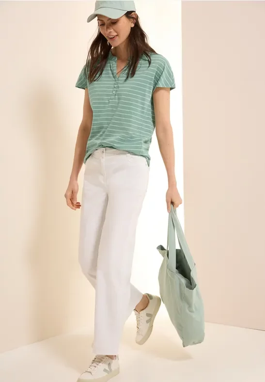 Cecil Damen Gestreiftes Shirt in Grün, Gr: XS