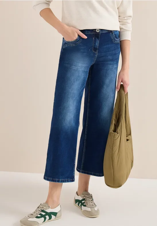 Cecil Damen Jeans Culotte in Blau, Gr: 29