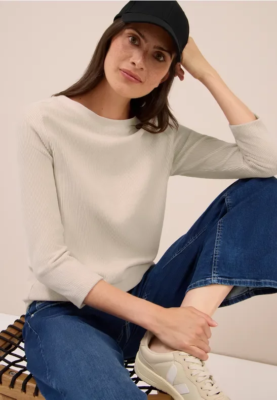 Cecil Damen Cordshirt in Unifarbe in Beige, Gr: S