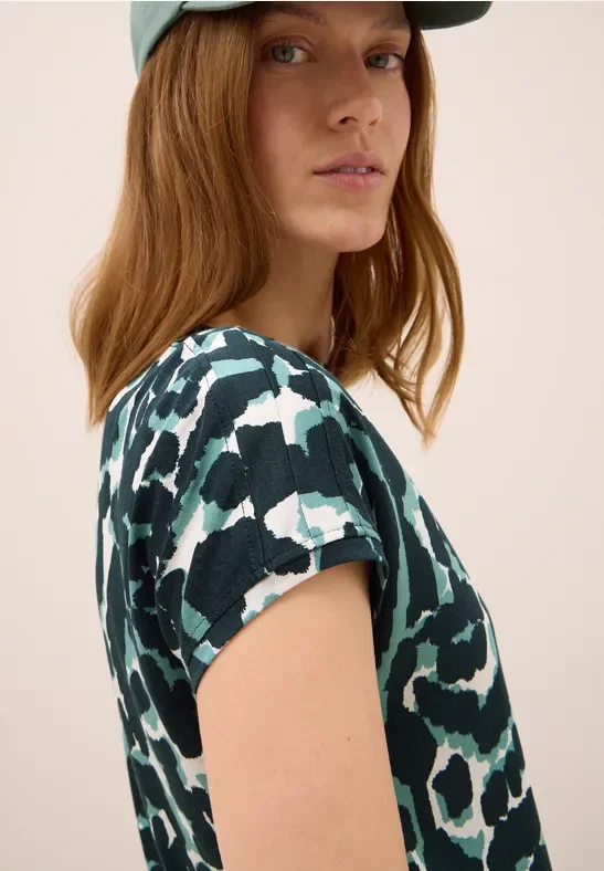 Thumbnail - Cecil Damen Gemustertes T-Shirt in Grün, Gr: M