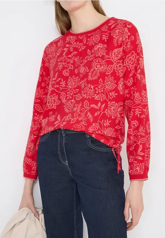 Cecil Damen Gemusterte Bluse in Rot, Gr: 3XL