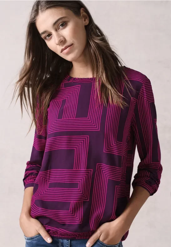 Thumbnail - Cecil Damen Bluse mit Smock-Detail in Pink, Gr: XXL