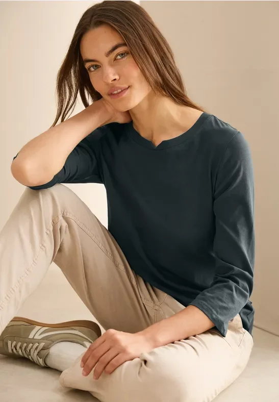 Cecil Damen Jersey Shirt im Tunika-Look in Grün, Gr: XS