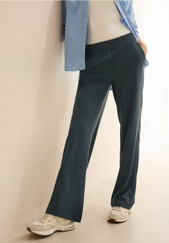 Thumbnail - Cecil Damen Basic Wide Leg Hose in Grün, Gr: M