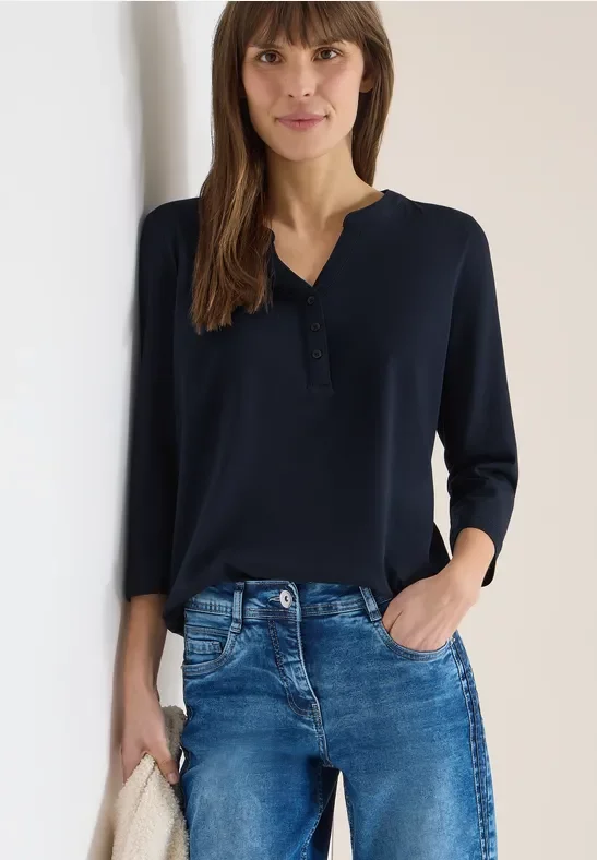 Thumbnail - Cecil Damen Shirt im Tunika-Look in Blau, Gr: M