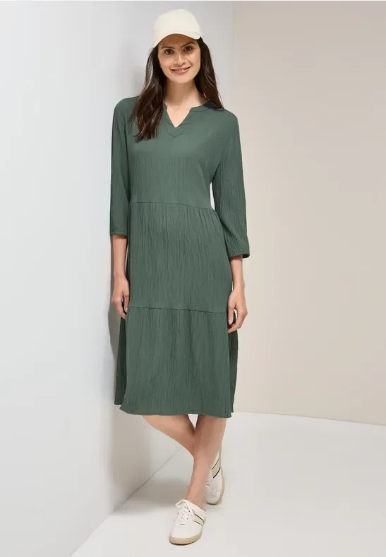 Thumbnail - Cecil Damen Seersucker-Kleid mit Volants in Grün, Gr: XL