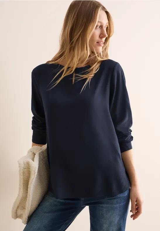 Thumbnail - Cecil Damen Bluse in Unifarbe in Blau, Gr: S