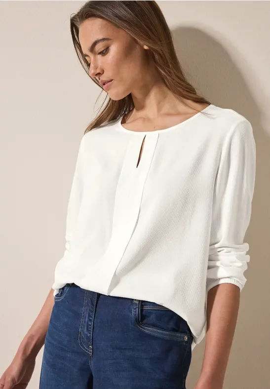 Thumbnail - Cecil Damen Materialmix-Bluse in Weiß, Gr: XL