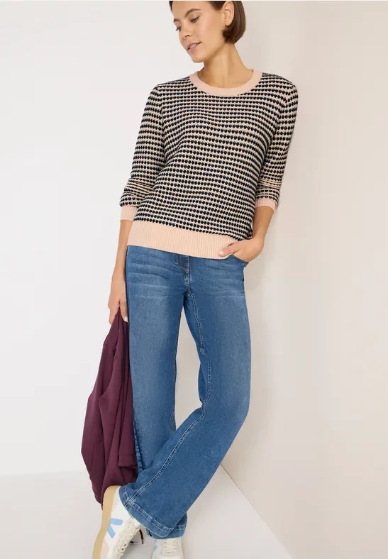 Thumbnail - Cecil Damen Two-Tone Strukturpullover in Beige, Gr: 3XL