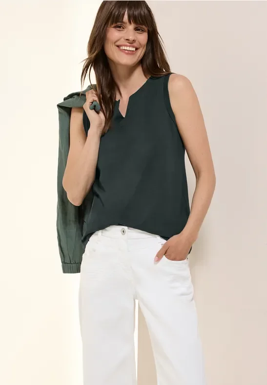 Cecil Damen Top in Unifarbe in Grün, Gr: XL