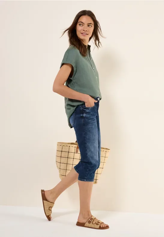 Cecil Damen Capri Jeans in Blau, Gr: 28