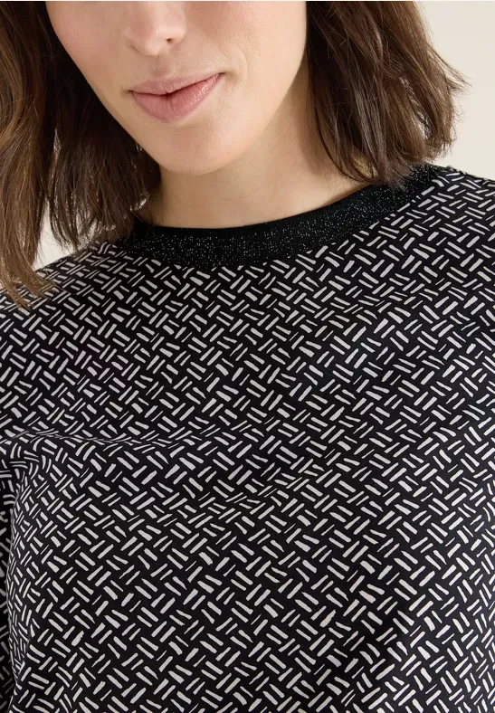 Thumbnail - Cecil Damen Print-Bluse mit Glitzer in Grau, Gr: XL