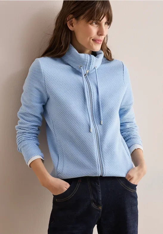 Cecil Damen Two-Tone Ottoman Jacke in Blau, Gr: XXL
