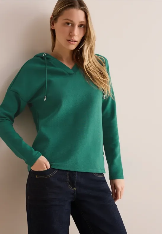 Thumbnail - Cecil Damen Twill Hoodie Shirt in Grün, Gr: XS