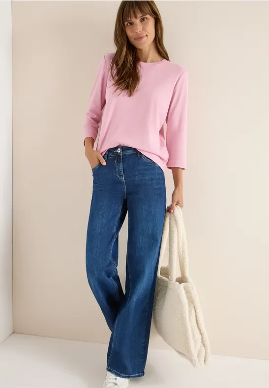 Cecil Damen Shirt mit Rippstruktur in Rosa, Gr: XL