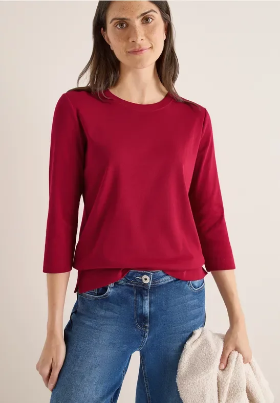 Thumbnail - Cecil Damen Shirt mit Rippstruktur in Rot, Gr: L