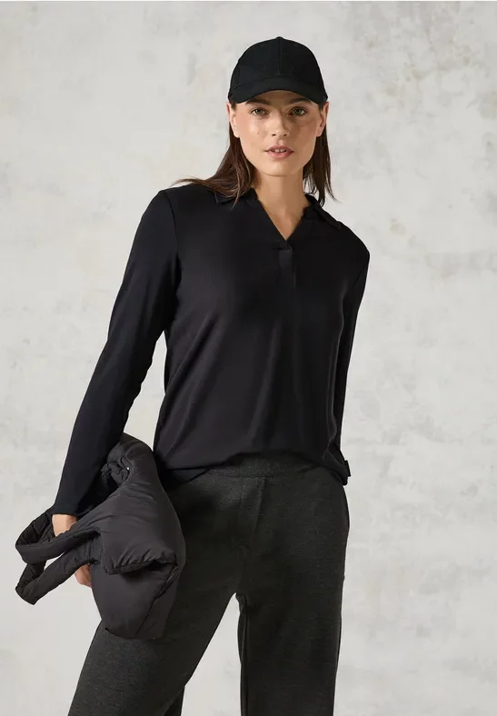 Cecil Damen Blusenshirt mit Materialmix in Grau, Gr: S