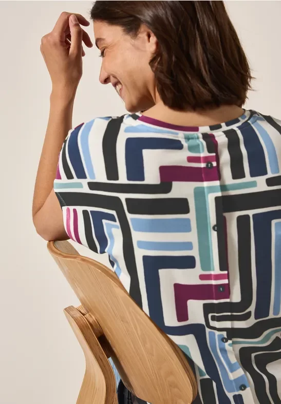 Thumbnail - Cecil Damen Gemustertes T-Shirt in Weiß, Gr: S