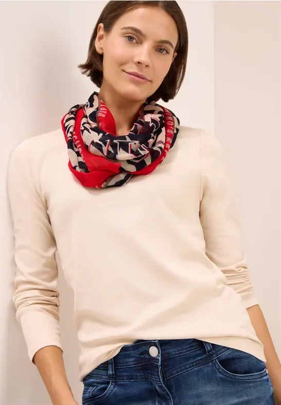 Cecil Damen Gemusterter Loop Schal in Rot, Gr: One size