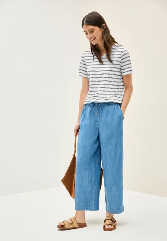 Thumbnail - Cecil Damen Strick-Look Streifen-Shirt in Blau, Gr: L
