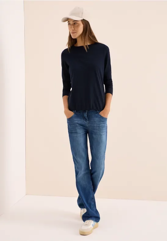 Cecil Damen Shirt in Unifarbe in Blau, Gr: M